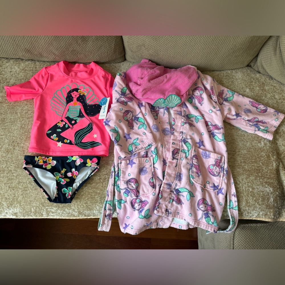 Girls swimsuits size 6 and beach robe